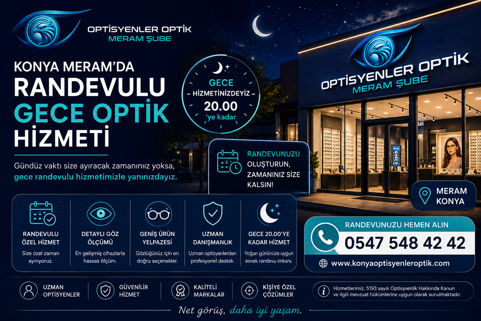 Konya Meram'da Randevulu Gece Optik Hizmeti