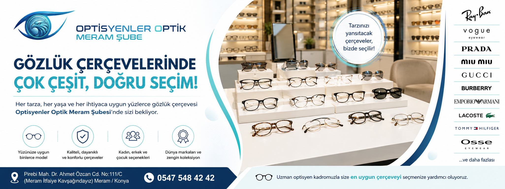 Gözlük Çerçevelerinde Marka ve Model Seçenekleri Optisyenler Optik Meram Şubesi'nde