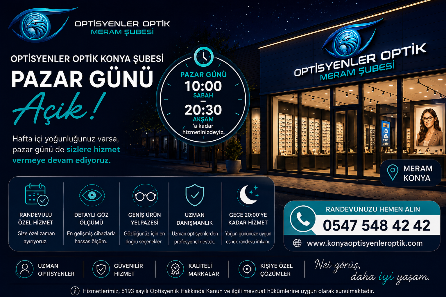 Optisyenler Optik Konya Şubesi Pazar Günleri Açık